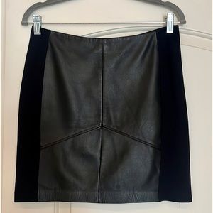 PINKO Lamb Leather Panel Mini Skirt, Size 6 (EU 42)